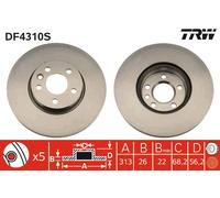 Disco freno (per unità) TRW DF4310S per VW TRANSPORTER 2.5 TDI