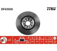 Disco freno (per unità) TRW DF4350S per VW GOLF 1.6 TDI