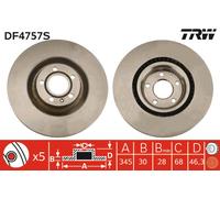 2x TRW DF4757S Disco freno Anteriore per AUDI A4 Avant (8ED, B7) 345mm