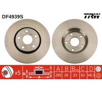 TRW Disco freno DF4939S per TOYOTA anteriore, ventilato, altamente carbonizzato, 1 pezzo