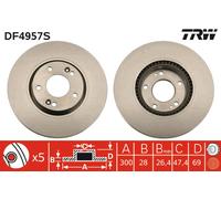 Disco freno (per unità) TRW DF4957S per HYUNDAI i30 1.6 CRDI