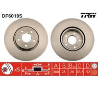 Disco freno (per unità) TRW DF6019S per FORD MONDEO 1.8 TDCi