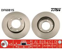 Disco freno (per unità) TRW DF6081S per KIA SORENTO 2.5 CRDi