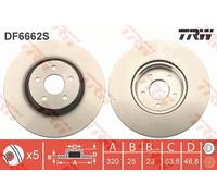 Disco freno TRW DF6662S anteriore, ventilato, 1 Pezzo