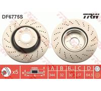 Disco freno TRW DF6775S anteriore, ventilato, altamente carbonizzato, 1 Pezzo