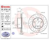 BREMBO disco freno 09.9750.2X forato diametro 284 spessore 22 mm 5 fori