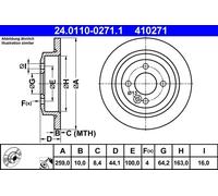 ATE disco freno 24.0110-0271.1 pieno diametro 259 spessore 10 mm 4 fori