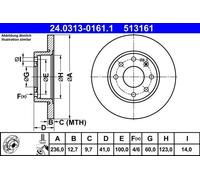 ATE Disco freno Power Disc 24.0313-0161.1, 1 pezzo