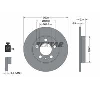 Textar Disco freno 92105803 posteriore pieno per Audi A3 (8L1) 1.8 1998-2003 - 1 pezzo