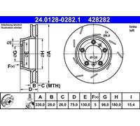 Disco freno PORSCHE PANAMERA 3.0 S E-Hybrid 24.0128-0282.1 (1set-1pcs)