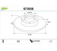 Disco freno posteriore VALEO 673058 per FORD TRANSIT 2.0 TDCi