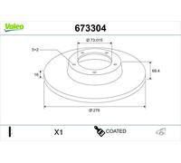 VALEO 673304 Disco freno