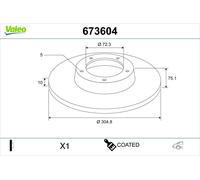VALEO 673604 Disco freno