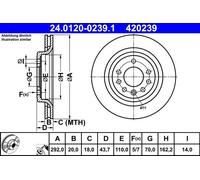 Disco freno SAAB 9-3 2.0 t XWD 24.0120-0239.1 (1 pz)