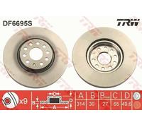 2x TRW DF6695S Disco freno per VW TIGUAN (AD1) SHARAN (7N1, 7N2) 314mm