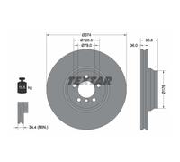 Disco freno TEXTAR 92123003 anteriore, ventilato, 1 Pezzo