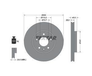 Disco freno TEXTAR 92205605 anteriore, ventilato, altamente carbonizzato, 1 Pezzo