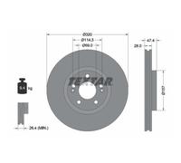 Disco freno TEXTAR 92237805 anteriore, ventilato, altamente carbonizzato, 1 Pezzo