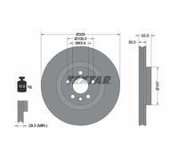 Disco freno TEXTAR 92278605 anteriore, ventilato, altamente carbonizzato, 1 Pezzo