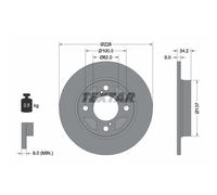 Disco freno TEXTAR 92303603 posteriore, pieno, 1 Pezzo