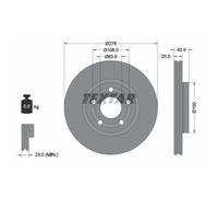 Disco freno TEXTAR 92327503 anteriore, ventilato, 1 Pezzo