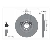 Disco freno TEXTAR 92337905 anteriore, ventilato, altamente carbonizzato, 1 Pezzo