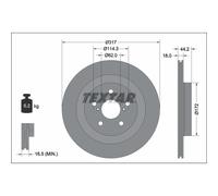 Disco freno TEXTAR 92343103 posteriore, ventilato, 1 Pezzo
