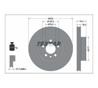 Disco freno TEXTAR 92345105 anteriore, ventilato, altamente carbonizzato, 1 Pezzo