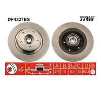 Disco freno TRW LUC DF4227BS posteriore, pieno, 1 Pezzo