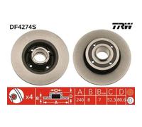 Disco freno TRW DF4274S posteriore, pieno, 1 Pezzo
