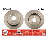 Disco freno TRW DF4446 posteriore, pieno, 1 Pezzo