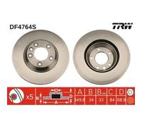 Disco Freno Trw DF4764S Trw Single per Seat Skoda VW Audi Porsche