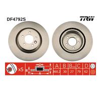 Disco freno TRW DF4792S anteriore, ventilato, altamente carbonizzato, 1 Pezzo