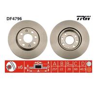 Disco Freno Trw DF4796 per Vauxhall Fiat Opel Assale Anteriore