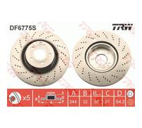 Disco freno TRW DF6775S anteriore, ventilato, altamente carbonizzato, 1 Pezzo