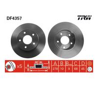 Disco freno TRW LUC DF4357 posteriore, pieno, 1 Pezzo