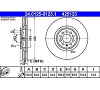 ATE disco freno 24.0125-0123.1 ventilato diametro 310 spessore 25 mm 5 fori