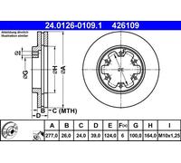 Disco freno ATE 24.0126-0109.1 anteriore, ventilato, 1 Pezzo