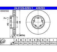 ATE Disco freno 24.0128-0293.1 anteriore, ventilato, 1 pezzo