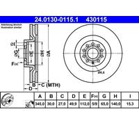 ATE disco freno 24.0130-0115.1 ventilato diametro 345 spessore 30 mm 5 fori