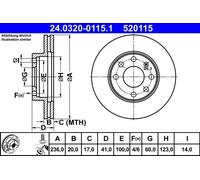 1X Disco freno ATE 24.0320-0115.1 per DAEWOO NEXIA 1.5 1996-1997