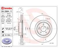 Disco freno BREMBO 09.D994.11 anteriore, ventilato, altamente carbonizzato, 1 pezzo