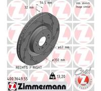 Disco freno ventilazione interna 400.3649.55 ZIMMERMANN per MERCEDES-BENZ