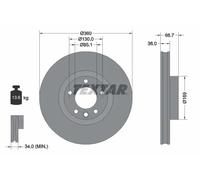 Disco freno TEXTAR 92262705 anteriore, ventilato, altamente carbonizzato, 1 Pezzo