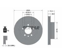 Textar Disco freno 92288403 anteriore ventilato Ø303 mm per MAN e VW