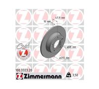 Disco Freno Zimmermann 100.3323.20 Coat Z per Audi Assale Posteriore