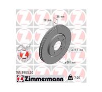 Disco Freno Zimmermann 155.3903.20 Coat Z per Chrysler Assale Anteriore