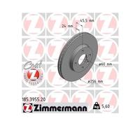 Disco Freno Zimmermann 185.3955.20 Coat Z per Chevrolet Assale Anteriore