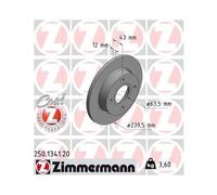 Disco Freno Zimmermann 250.1341.20 Coat Z per Ford Mazda Assale Anteriore