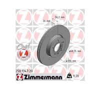 Disco Freno Zimmermann 250.1347.20 Coat Z per Ford Vag Assale Anteriore